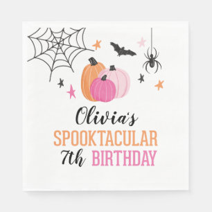Serviette En Papier Fête d'anniversaire effrayante d'Halloween rose