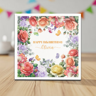 Serviette En Papier Fête d'anniversaire élégante et colorée de 11 ans 