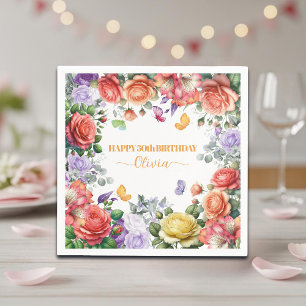 Serviette En Papier Fête d'anniversaire élégante et colorée de 50 ans