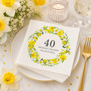 Serviette En Papier Fête d'anniversaire élégante florale jonquille pri