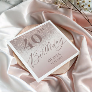 Serviette En Papier Fête d'anniversaire élégante Paillettes Rose Gold