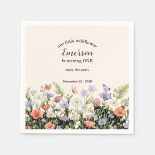 Serviette En Papier Fête d'anniversaire Élégante Petite Fleur Sauvage