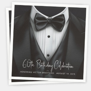 Serviette En Papier Fête d'anniversaire en smoking noir et blanc pour