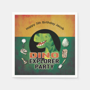 Serviette En Papier Fête d'anniversaire Explorateur de Dinosaures Dino
