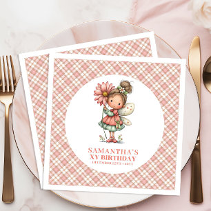 Serviette En Papier Fête d'anniversaire Fantaisiste Fleurs Roses Fée 7
