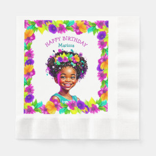 Serviette En Papier Fête d'anniversaire Fille Afro-Américaine Personna