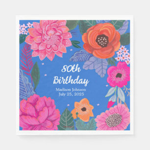 Serviette En Papier Fête d'anniversaire florale lumineuse