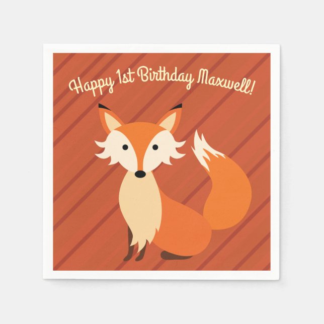 Serviette En Papier Fête d'anniversaire Fox (Devant)