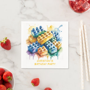 Serviette En Papier Fête d'anniversaire garçon Splash Block Constructi