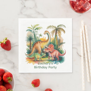 Serviette En Papier Fête d'anniversaire garçon thème dinosaures