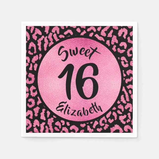 Serviette En Papier Fête d'anniversaire Girly Leopard (Devant)