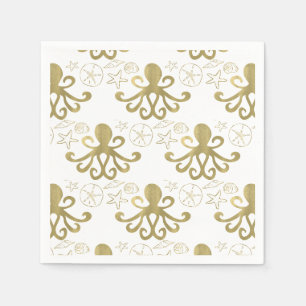 Serviette En Papier Fête d'anniversaire Golden Octopus & Sea Shells Be