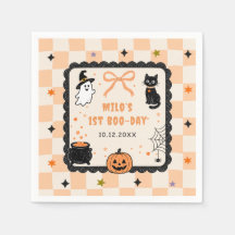 Fête d'anniversaire Halloween à carreaux orange