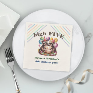 Serviette En Papier fête d'anniversaire high five jumeaux thème mapach