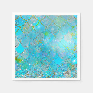 Serviette En Papier Fête d'anniversaire irisée de perle de sirène