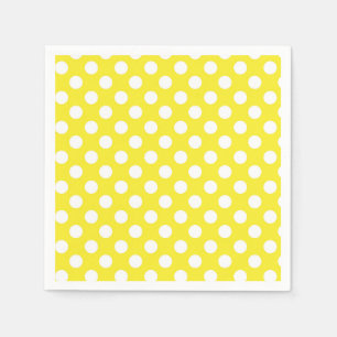 Serviette En Papier Fête d'anniversaire jaune ensoleillé et pois blanc