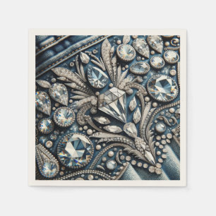 Serviette En Papier Fête d'anniversaire Jean Denim & Diamonds Gemstone