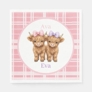 Serviette En Papier Fête d'anniversaire jumelles vaches highland