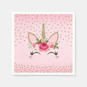 Serviette En Papier Fête d'anniversaire licorne paillettes dorées et f