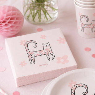 Serviette En Papier Fête d'anniversaire moderne fantaisiste rose pour 