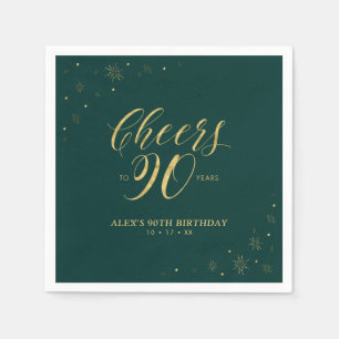 Serviette En Papier Fête d'anniversaire moderne Gold & Green Cheers 90