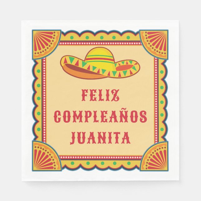 Serviette En Papier Fête d'anniversaire | Napkins Feliz Cumpleanos (Devant)