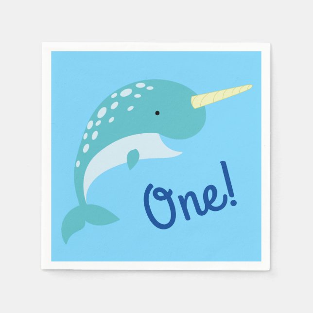 Serviette En Papier Fête d'anniversaire Narwhal (Devant)
