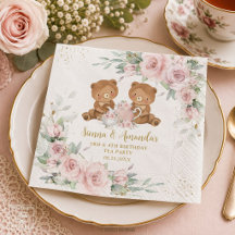 Fête d'anniversaire ours en peluche rose floral Te