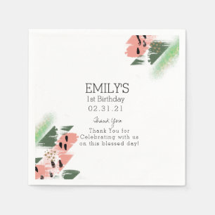 Serviette En Papier Fête d'anniversaire pastèque coups de pinceau pein