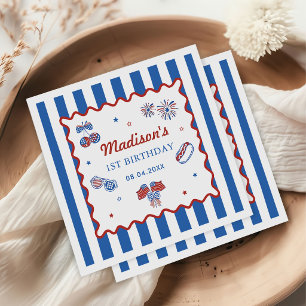 Serviette En Papier Fête d'anniversaire patriotique du 14 juillet pour