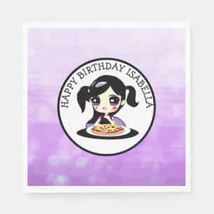 Serviette En Papier Fête d'anniversaire personnalisée Anime Fille Pizz