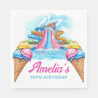 Serviette En Papier Fête d'anniversaire personnalisée au parc aquatiqu