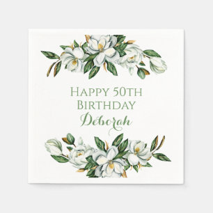 Serviette En Papier Fête d'anniversaire personnalisée avec fleurs de m