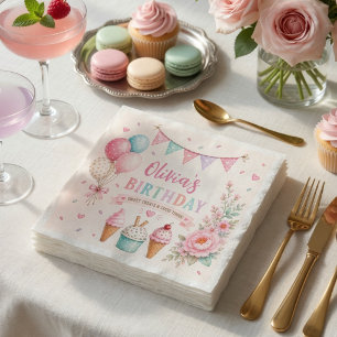 Serviette En Papier Fête d'anniversaire personnalisée avec glace paste