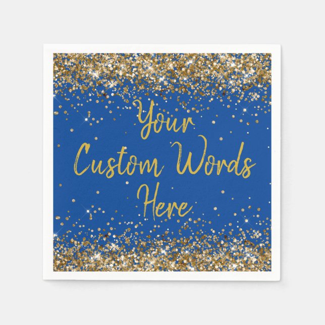 Serviette En Papier Fête d'anniversaire personnalisée Bleu sur mesure  (Devant)