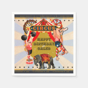 Serviette En Papier Fête d'anniversaire personnalisée Cirque Rétro Vin