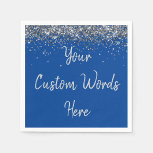 Serviette En Papier Fête d'anniversaire personnalisée cobalt bleu et a