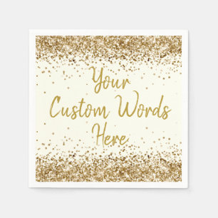 Serviette En Papier Fête d'anniversaire personnalisée en or ivoire