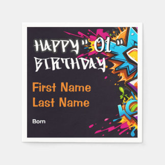 Serviette En Papier Fête d'anniversaire personnalisée, Faire-part