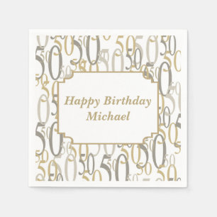 Serviette En Papier Fête d'anniversaire personnalisée grands par 50