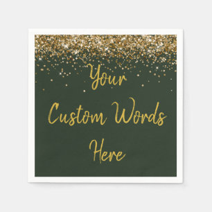 Serviette En Papier Fête d'anniversaire personnalisée Hunter Green & G