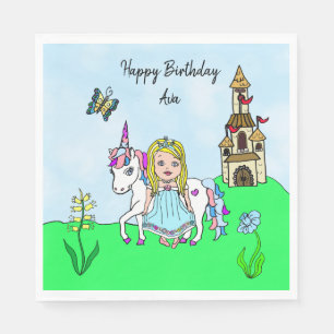 Serviette En Papier Fête d'anniversaire personnalisée Princesse et Lic