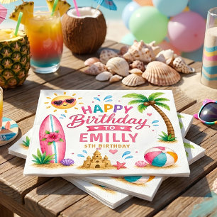 Serviette En Papier Fête d'anniversaire personnalisée sur la plage Tro