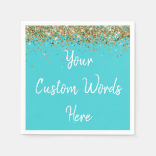 Serviette En Papier Fête d'anniversaire personnalisée turquoise