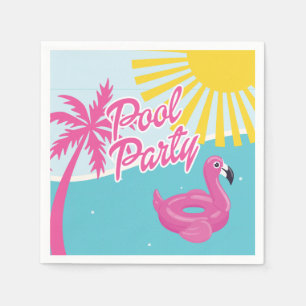 Serviette En Papier Fête d'anniversaire Pink Malibu Beach Palm Pool Pa