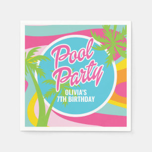 Serviette En Papier Fête d'anniversaire Pink Malibu Pool Party