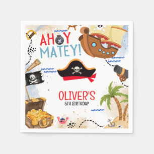 Serviette En Papier Fête d'anniversaire pirate pour enfants Ahoy Mat