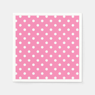 Serviette En Papier Fête d'anniversaire points roses et blancs à pois