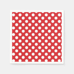 Serviette En Papier Fête d'anniversaire points rouges et blancs