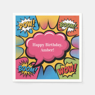 Serviette En Papier Fête d'anniversaire Pop Art colorée pour filles